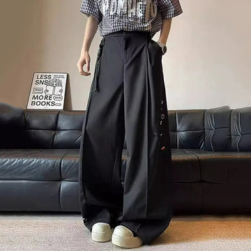 AIDASE  -  Niche Design Male Trousers Contrast Color Button Patchwork Stitching Draped Design Casual Wide-Leg Pants Fashion 21E6857 aidase-shop